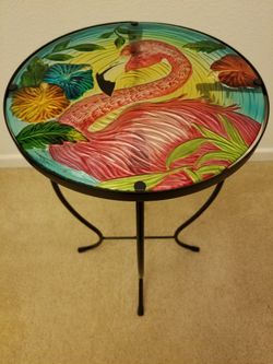 Glass Flamingo Side Table 