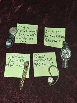 Older watches some from the 30s and 40s and up not running. Selling them as a bundle. All sales