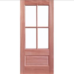 NEW 36" x 80" 4 Lites Unfinished Mahogany Front Door