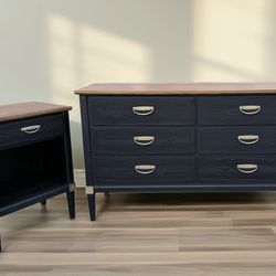 1960’s MCM Dresser, Nightstand And Mirror