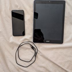 Acer 10 Tab 9.7 4 GB 32 GB SSD Tablet And A Samsung Galaxy A10e Phone