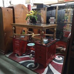Red Stanley Desk & Coffee Table (NEGOTIABLE)