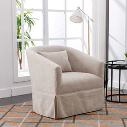 Beige 360-degree Swivel Linen Blend Accent Armchair [NEW] **Assembly Req** 