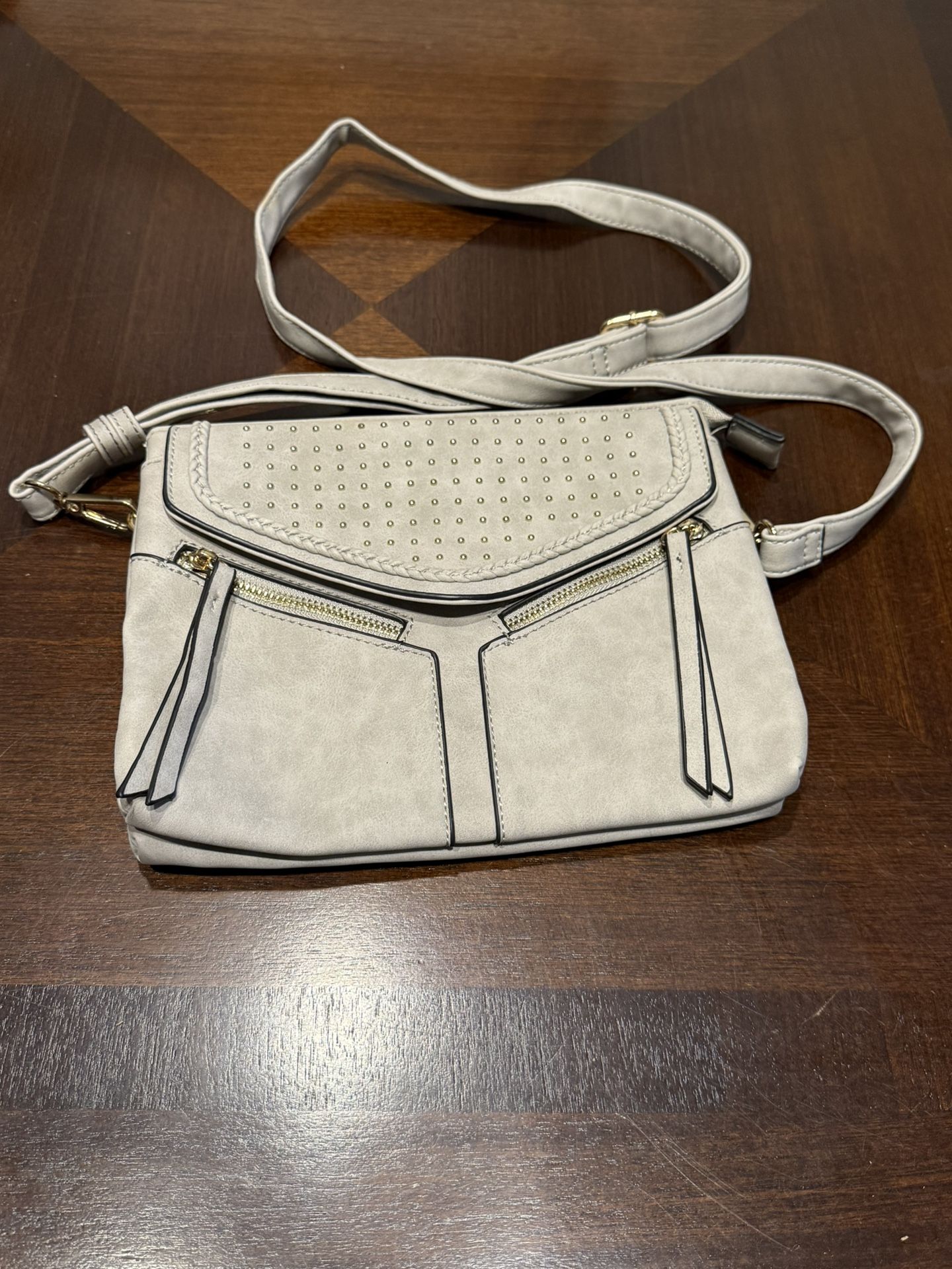 Cream/gray Crossbody Bag