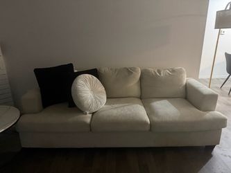 Cream Fabric 3-Seat Sofa plus pillows
