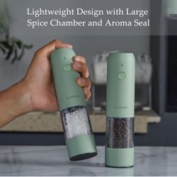 Electric Salt and Pepper Grinder Set, USB Rechargeable, Automatic Salt and Pepper Mill Grinder with Adjustable Coarseness, Electric Salt Shakers, LED 