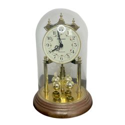 Vintage Haller chronos Anniversary Clock With Glass Dome And Westminster Chime