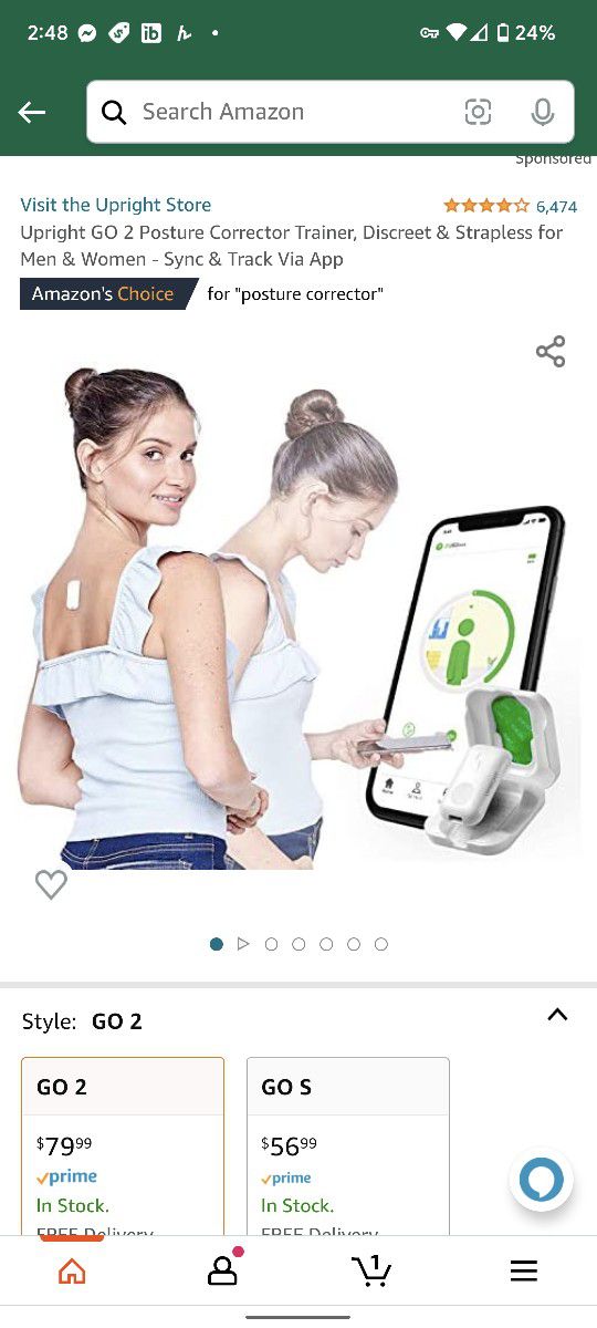 Upright GO 2 Posture Corrector Trainer, Discreet & Strapless for Men & Women - Sync & Track Via App