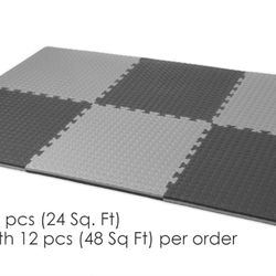 New gym mats really good to exercise or yoga. They are 1 inch thick. Showing 6 pcs (24 Sq. Ft) Comes with 12 pcs (48 Sq Ft) per order