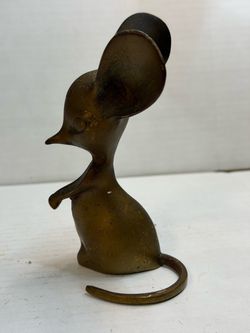 Handmade Solid Brass Mouse Figurine, Made in Korea