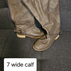 Grey Boots Wide Calf