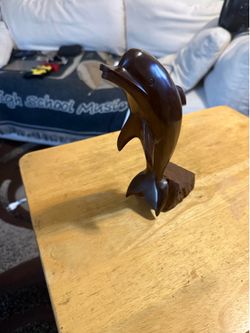 Hand carved Ironwood dolphin sculpture