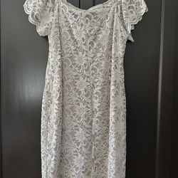 Lace and Sequin Tea Length Dress