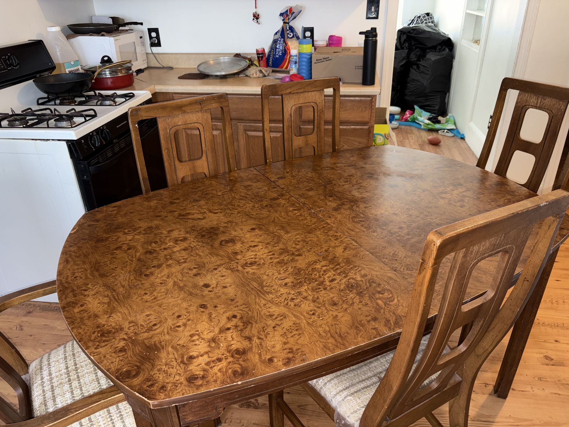 Brown Large Table + Chairs