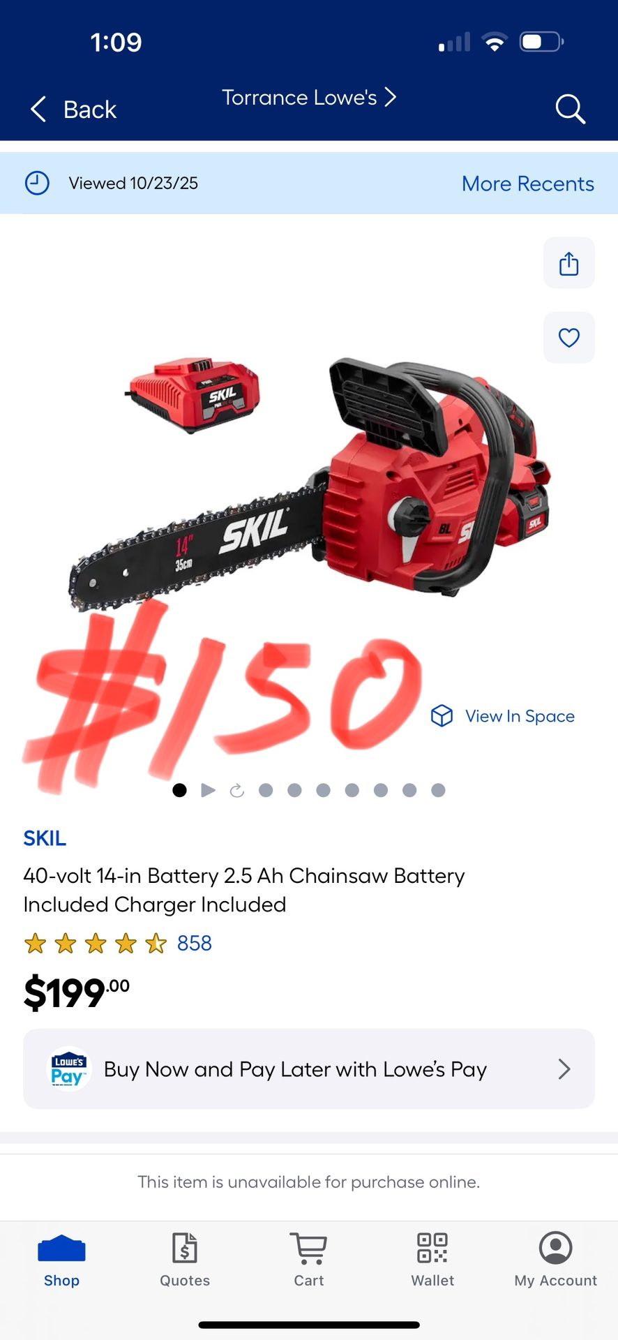 SKIL 40-volt 14-in Battery 2.5 Ah Chainsaw Battery Included Charger Included