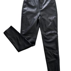 Zara Women’s Black Faux Leather High Rise Pants Size Small