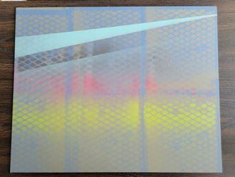 Abstract Geometric Painting Wall Art On Canvas PanelModern abstract geometric art painting with colorful shapes on canvas panel. Size 20×16 inches.Mod