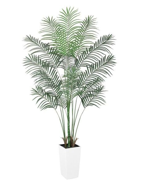 7ft UV-Resistant Faux Palm Tree with Tall White Decorative Planter, 84in Artificial Palm Tree for Home Office Porch Front Door Patio Decor
