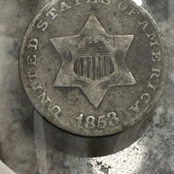 1853 Silver 3 Cent Coin