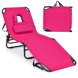 Costway Metal Folding Beach Chair with Backrest