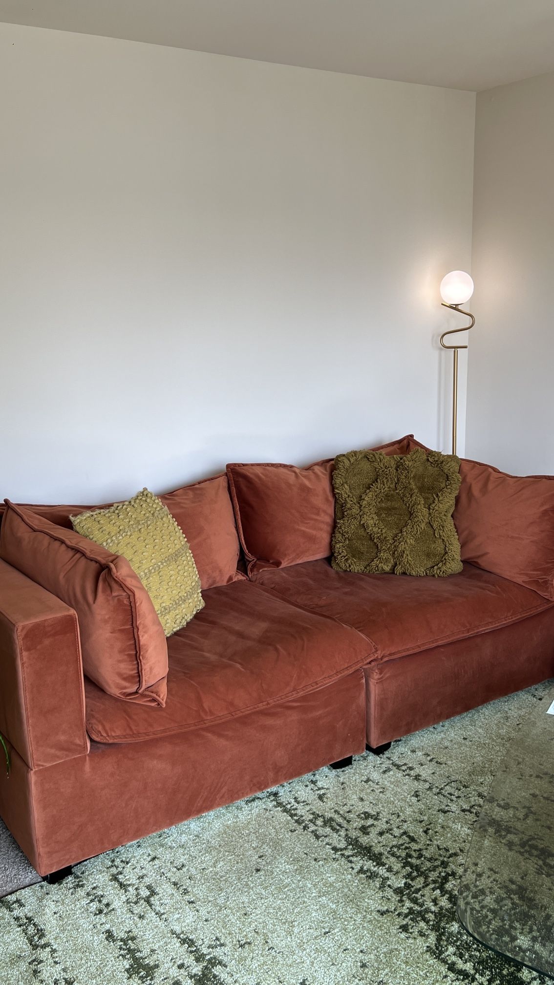 Orange Velvet Couch || Cloud Couch Dupe || DEEP Couch Cushions