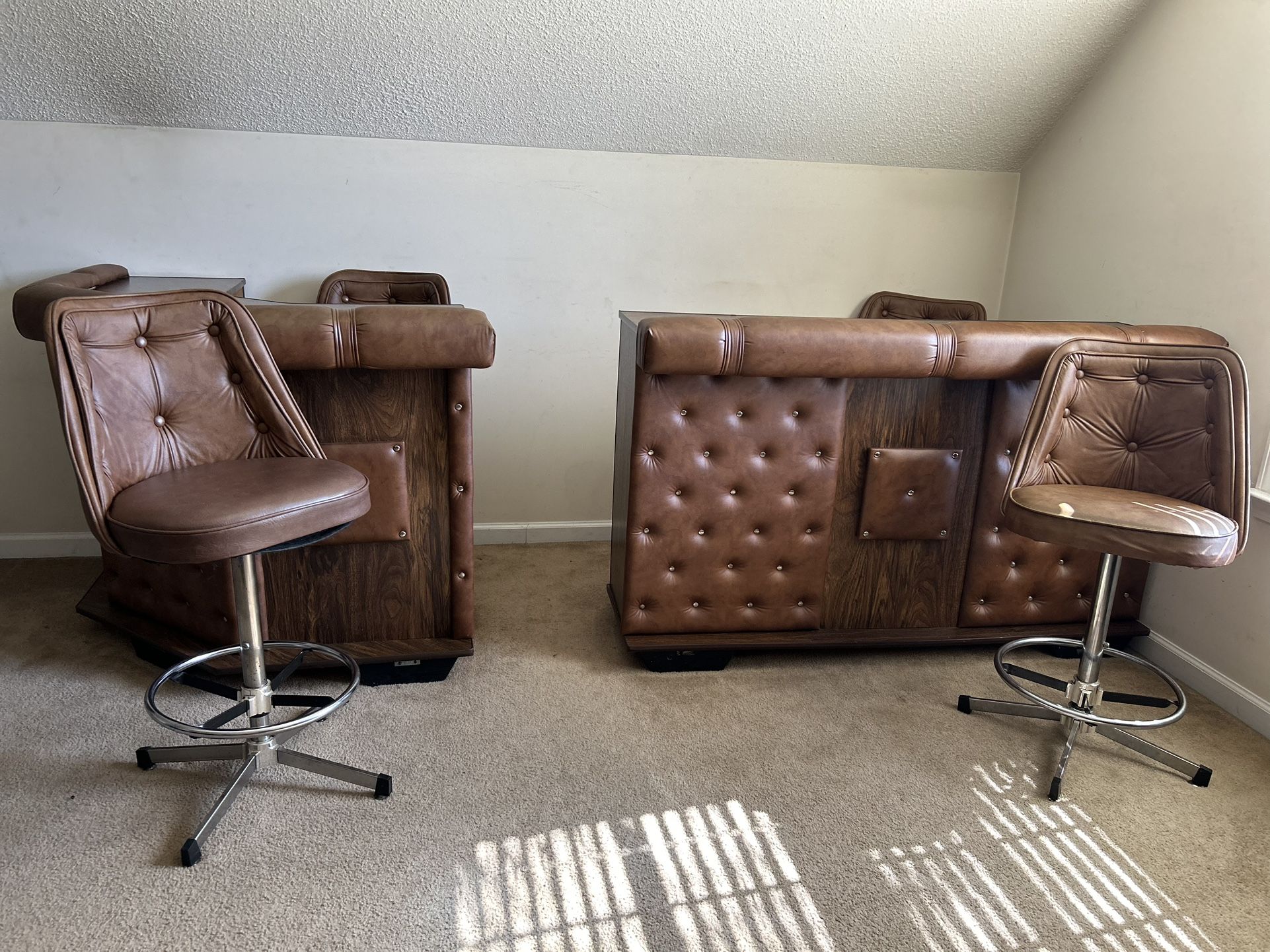 Antique Bar With Matching Bar Stools