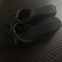 Y2K Coach Platform Wedge Bow Slides