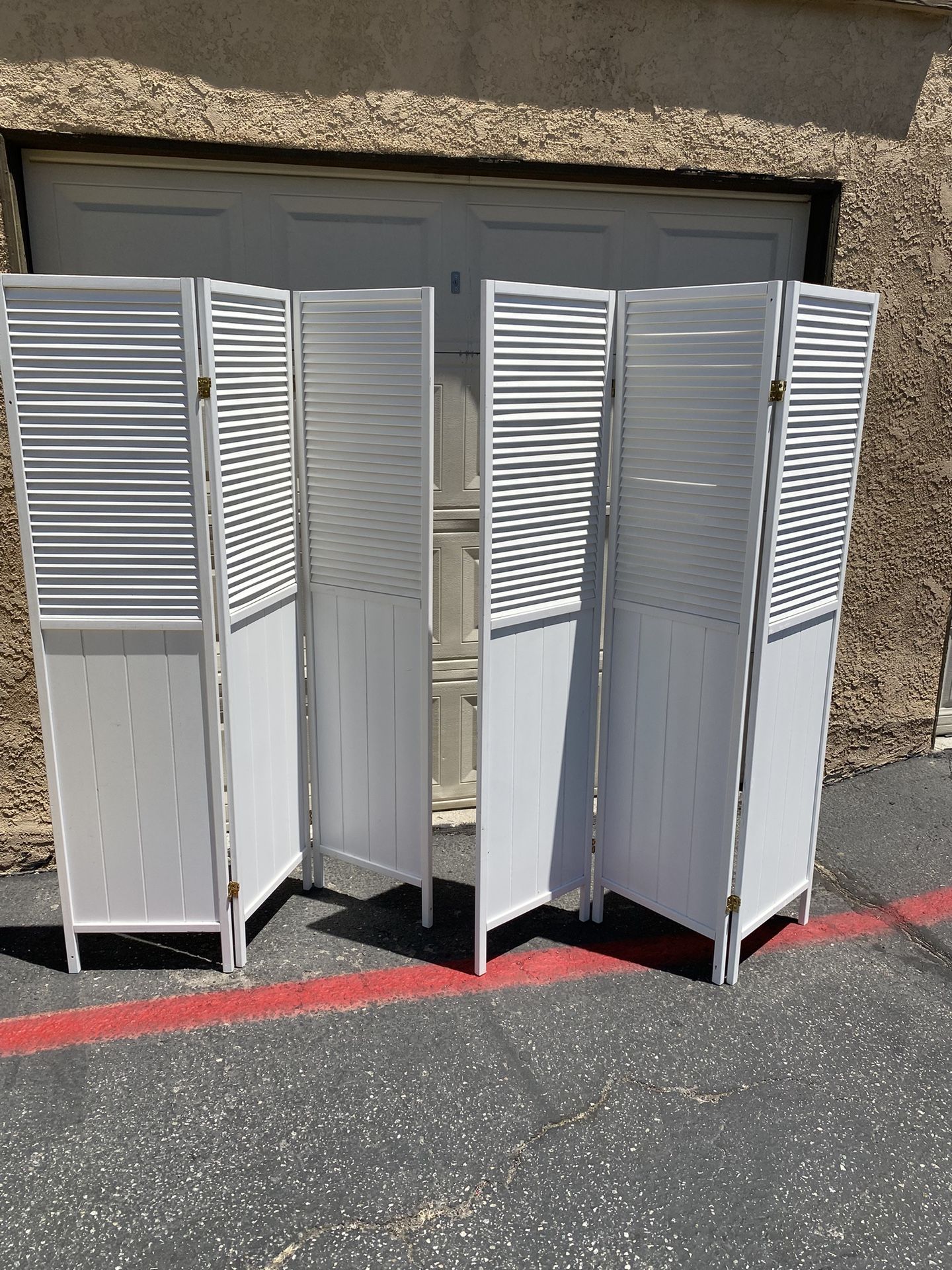 Wood Shutter Door Room Divider 3-Panel 