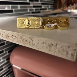 Gold Nugget 100 Dollar Bill Ring