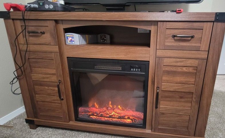 Brown Electric Fireplace