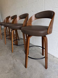 Brown Swivel Stools — Counter Height — Mid Century Modern — Brand New!