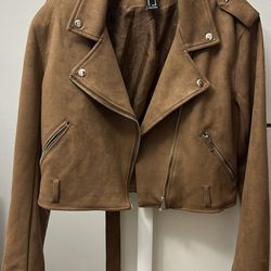 Faux Leather Moto Jacket F21 Brown Women’s Medium