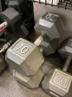 70 lb Hex Dumbbells Pair