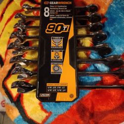 Gear Wrench 8pc. SAE Combination Ratcheting Wrench Set 