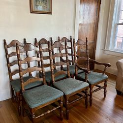 Vintage Wooden Dining Chairs Set Of 6
