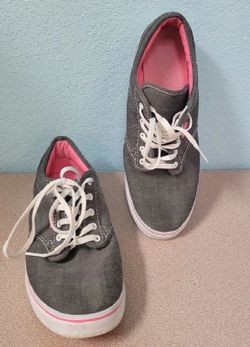 VANS OFF THE WALL Gray/Pink Women’s Size 9 Skate Shoes Lace Up