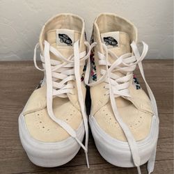 VANS Sk8 Hi- Tapered Suede Leather Cavas in Floral White