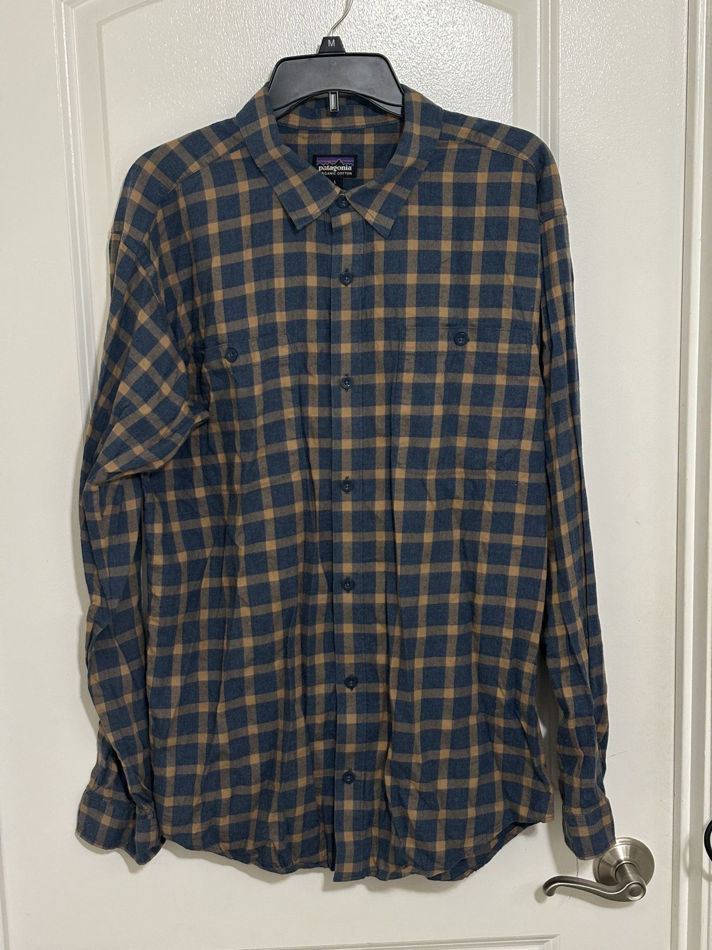 Patagonia Men’s Long-Sleeved Pima Cotton Shirt Size L Button Up Plaid