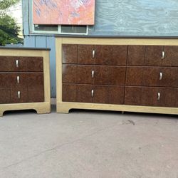 Dresser Set One Long Dresser And One Night Stand In Very Good Condition All Drawers Open Just Fine 