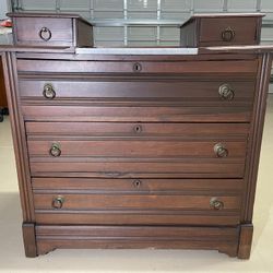 1882 Victorian Dresser With Marble Center