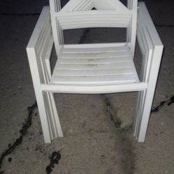 6 X Back Metal White Pool Patio Porch Deck Lawn Chairs