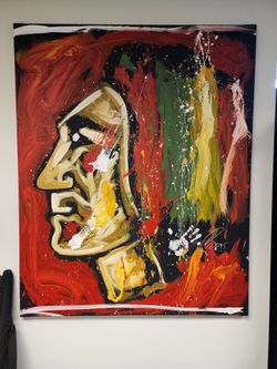 Large Chicago Blackhawks Abstract Canvas Art by Elliott Aaron From – Splatter Style