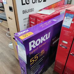 Brand New 55" Smart TV ROKU - 3 Year Warranty 