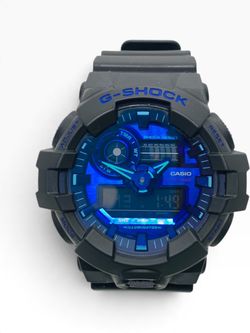 Casio G-Shock 5522 Digital Watch 52.5mm Blue Face Black Rubber Band