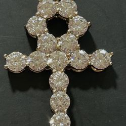 GG MICRO DIAMOND ANKH GOLD NECKLACE PENDANT 18KGP
