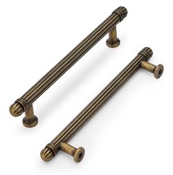  10 Pack Kitchen Cabinet Handles,Vintage Cabinet Bar Pulls, Drawer Handles Classic Home Hardware, 5 inch Hole Center, Antique Brass