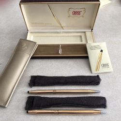 Cross pen and pencil set with case excellent condition 14 karat gold filled