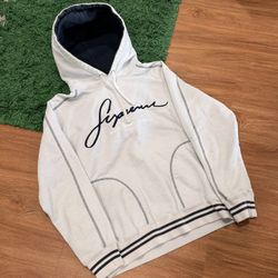 Supreme Script Hoodie – Light Blue / Navy – Small – PreOwned -