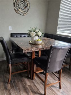 Counter-Height Dining Table with Faux Marble Top