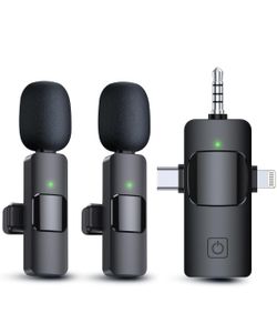 PQRQP 3 in 1 Wireless Lavalier Microphones for iPhone, iPad, Android